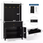 Mobile credenza da cucina da 63" con stazione di ricarica, angolo caffè con 1 grande cassetto, ripiani regolabili e 4 ganci
