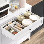 Mobile credenza da cucina da 63" con stazione di ricarica, angolo caffè con 1 grande cassetto, ripiani regolabili e 4 ganci