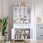 Mobile credenza da cucina da 63" con stazione di ricarica, angolo caffè con 1 grande cassetto, ripiani regolabili e 4 ganci