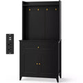 63 Kitchen Pantry Cabinet with Charging Station, Coffee Bar Station with 1 Large Drawer, Adjustable Shelves and 4 Hooks