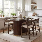 Christopher Knight Home Mirae Sgabelli da bancone Mid-Century Modern in rattan e legno di gomma, 5 pezzi, con tavolo da bancone a flauto