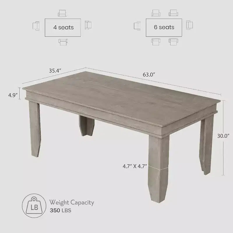 Tavolo da Pranzo per Agriturismo da 4-6 Persone, Tavolo Rettangolare da Cucina da 160 cm con Struttura in Legno Finitura Marrone per Sala da Pranzo