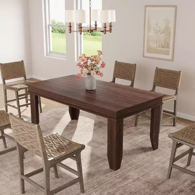 Tavolo da Pranzo per Agriturismo da 4-6 Persone, Tavolo Rettangolare da Cucina da 160 cm con Struttura in Legno Finitura Marrone per Sala da Pranzo