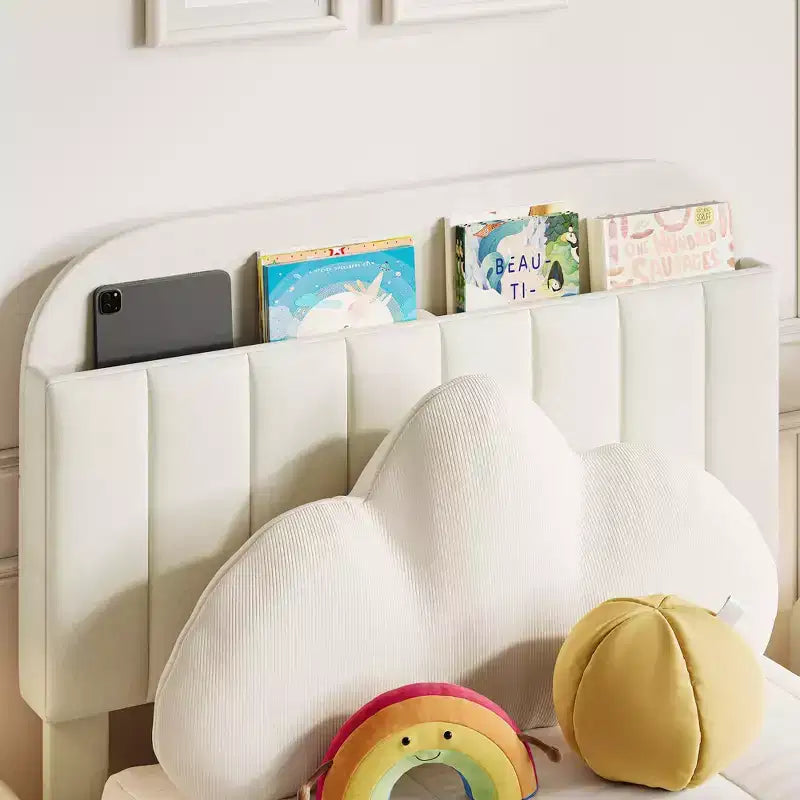 Set da 2 telai letto singolo imbottiti in velluto con cassetto e testiera contenitore, nessuna rete a molle richiesta, beige silenzioso