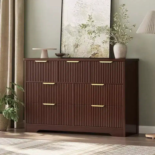 47.24 Wide Fluted Dresser with 7 Drawers, Modern Chest of Drawers with Metal Handles, Wooden Storage Organizer for Bedroom, Living Room, Hallway