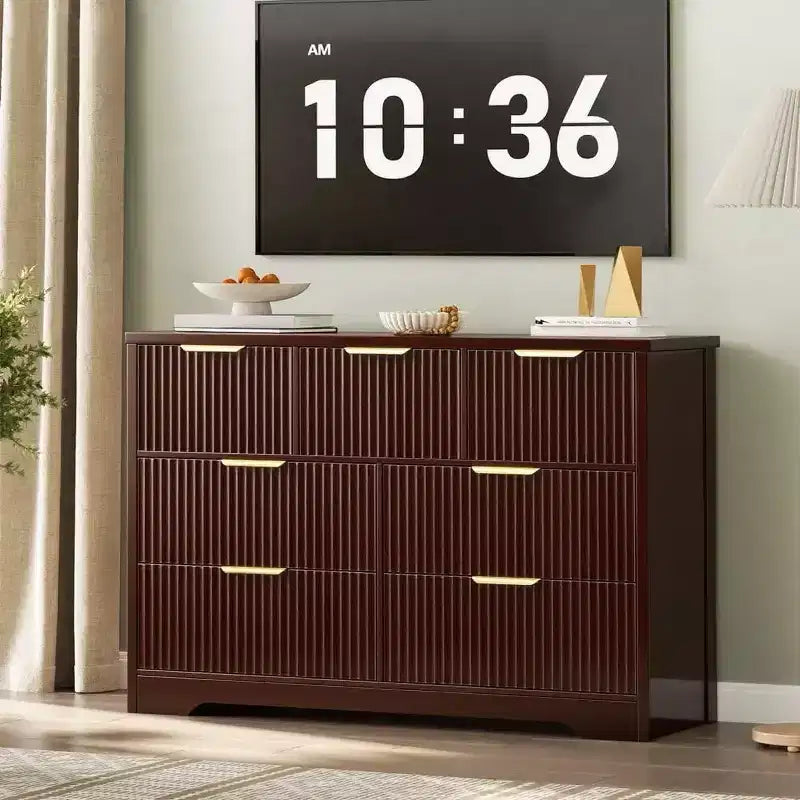 Cassettiera larga 47,24 pollici con 7 cassetti, cassettiera moderna con maniglie in metallo, organizer in legno per camera da letto, soggiorno, corridoio