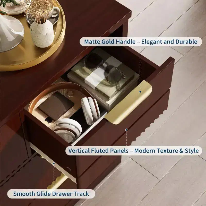 Cassettiera larga 47,24 pollici con 7 cassetti, cassettiera moderna con maniglie in metallo, organizer in legno per camera da letto, soggiorno, corridoio