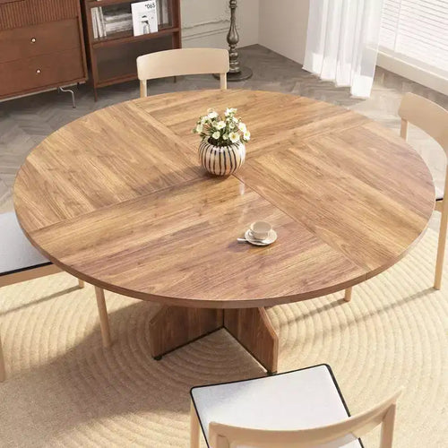 Tavolo da pranzo rotondo da 47 pollici per 4-6 persone, stile rustico farmhouse, base a piedistallo in legno, facile da montare, per piccoli appartamenti e angoli colazione