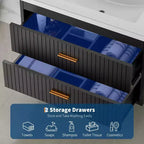 Mobile bagno sospeso con lavabo, mobile lavabo a parete con 2 cassetti a chiusura ammortizzata, mobile moderno per bagno