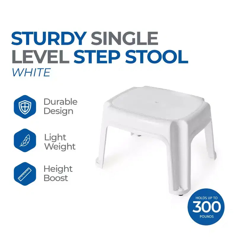 Sgabello a un gradino Gracious Living, Sgabello piccolo, 24 cm, Bianco