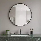 HomeRoots Specchio da bagno con cornice rotonda in metallo nero 30