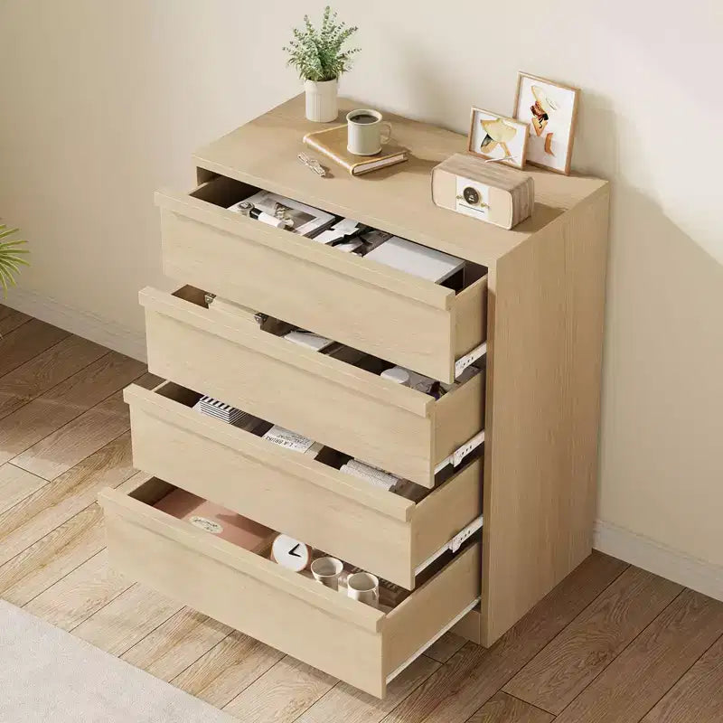 Cassettiera in legno a 4 cassetti con maniglie in noce, soluzione elegante per l'organizzazione della casa, 1094718 cm