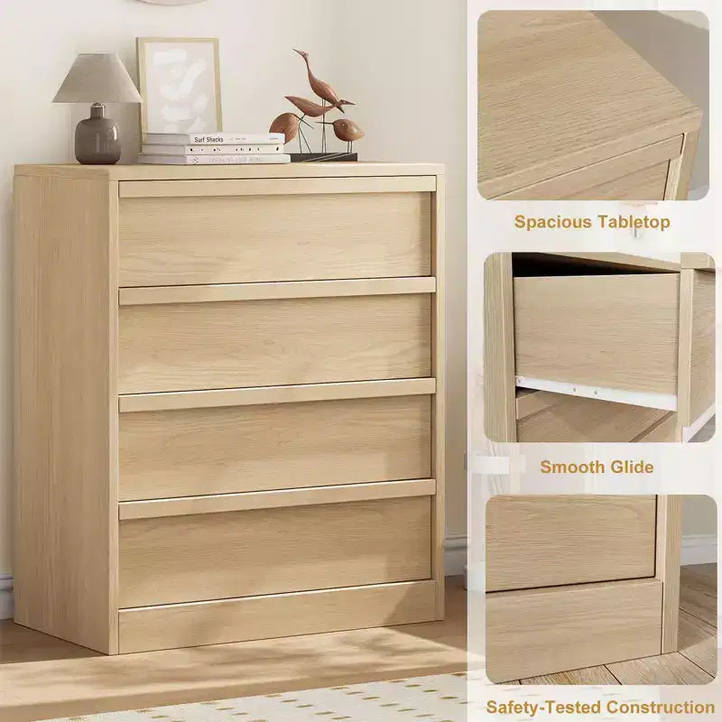 Cassettiera in legno a 4 cassetti con maniglie in noce, soluzione elegante per l'organizzazione della casa, 1094718 cm
