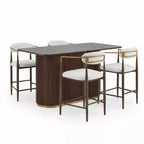 Christopher Knight Home Iwinie Set Sala da Pranzo Moderno 5 Pezzi con Tavolo in Legno con Piedistallo e Sgabelli da Bancone Imbottiti in Metallo