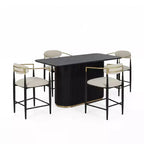 Christopher Knight Home Iwinie Set Sala da Pranzo Moderno 5 Pezzi con Tavolo in Legno con Piedistallo e Sgabelli da Bancone Imbottiti in Metallo