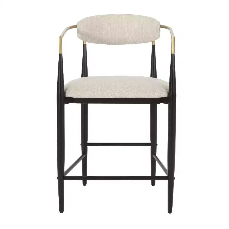Christopher Knight Home Iwinie Set Sala da Pranzo Moderno 5 Pezzi con Tavolo in Legno con Piedistallo e Sgabelli da Bancone Imbottiti in Metallo