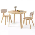 Costway 3 PCS/5 PCS Dining Table Set with 2/4 Padded Dining Chairs, Circle Dinner Dinette Table Beige & Natural/Gray & Walnut