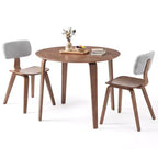 Costway Set Tavolo da Pranzo 3 PZ/5 PZ con 2/4 Sedie Imbottite, Tavolo da Pranzo Rotondo Beige e Naturale/Grigio e Noce