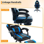 Sedia da Gaming in Ecopelle con Schienale Alto, Sedia da Ufficio Ergonomica con Poggiatesta, Poggiapiedi Estraibile, Supporto Lombare, Girevole a 360°, Regolabile in Altezza, Nera