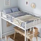 Struttura Letto a Soppalco Singolo, in Metallo Resistente con Capacità 180 kg, Design Salvaspazio e Silenzioso per Bambini, Ragazzi, Adulti