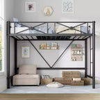 Struttura Letto a Soppalco Singolo, in Metallo Resistente con Capacità 180 kg, Design Salvaspazio e Silenzioso per Bambini, Ragazzi, Adulti