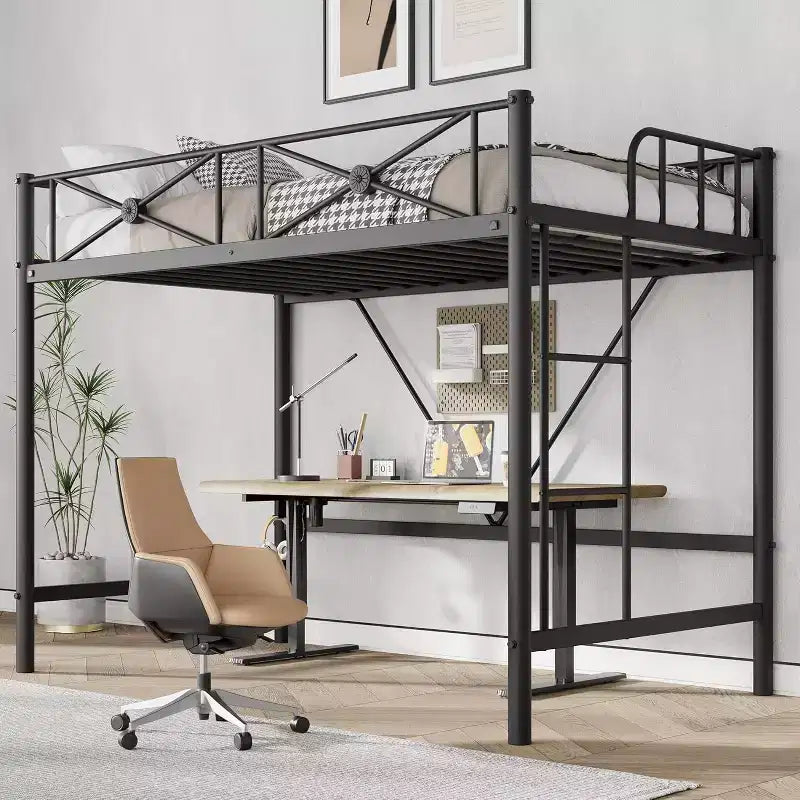 Struttura Letto a Soppalco Singolo, in Metallo Resistente con Capacità 180 kg, Design Salvaspazio e Silenzioso per Bambini, Ragazzi, Adulti