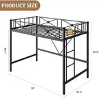 Twin Loft Bed Frame, Heavy Duty Metal with 400 Lbs Capacity, Space-Saving Noise-Free Design for Kids Teens Adults