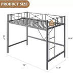 Struttura Letto a Soppalco Singolo, in Metallo Resistente con Capacità 180 kg, Design Salvaspazio e Silenzioso per Bambini, Ragazzi, Adulti