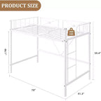Struttura Letto a Soppalco Singolo, in Metallo Resistente con Capacità 180 kg, Design Salvaspazio e Silenzioso per Bambini, Ragazzi, Adulti