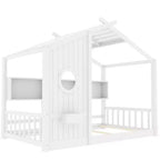 Struttura letto a forma di casetta Luxystar con mensole, finestra e tetto per la camera dei bambini