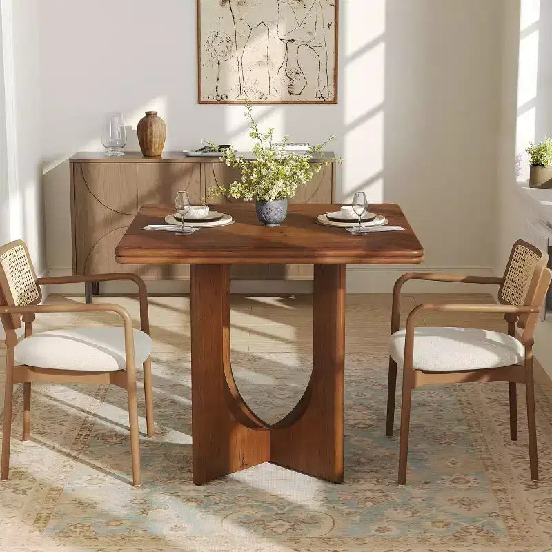 Tavolo da pranzo quadrato in legno Lantine per 2-4 persone, tavolino da 80 cm per sala da pranzo, cucina, piccoli spazi