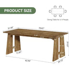 Lantine 70.87 Tavolo da Pranzo, Tavolo da Cucina in Legno Massello per 6-8 Persone, Tavolo Moderno Rettangolare per Cucina e Sala da Pranzo con Gambe Robuste, Marrone Legno