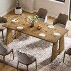 Lantine 70.87 Tavolo da Pranzo, Tavolo da Cucina in Legno Massello per 6-8 Persone, Tavolo Moderno Rettangolare per Cucina e Sala da Pranzo con Gambe Robuste, Marrone Legno