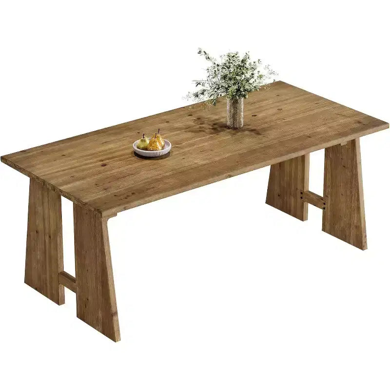 Lantine 70.87 Tavolo da Pranzo, Tavolo da Cucina in Legno Massello per 6-8 Persone, Tavolo Moderno Rettangolare per Cucina e Sala da Pranzo con Gambe Robuste, Marrone Legno