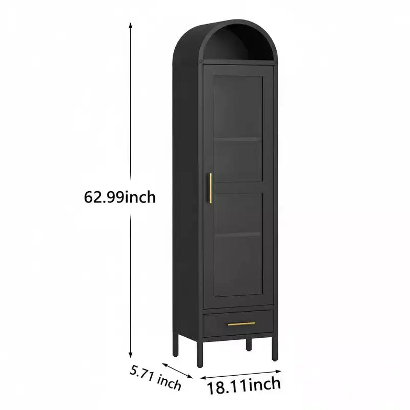 Garvee Vetrina Espositiva con Porta in Vetro ad Arco. Espositore Autoportante in Acciaio Laminato a Freddo con Spessore di 0,6 mm per Casa, Ufficio, Negozi