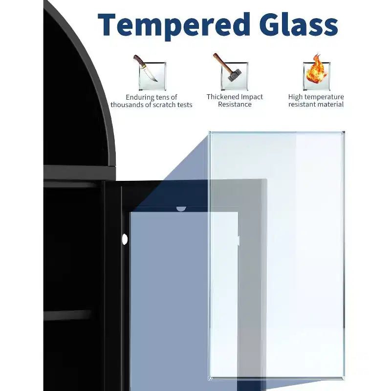 Garvee Vetrina Espositiva con Porta in Vetro ad Arco. Espositore Autoportante in Acciaio Laminato a Freddo con Spessore di 0,6 mm per Casa, Ufficio, Negozi