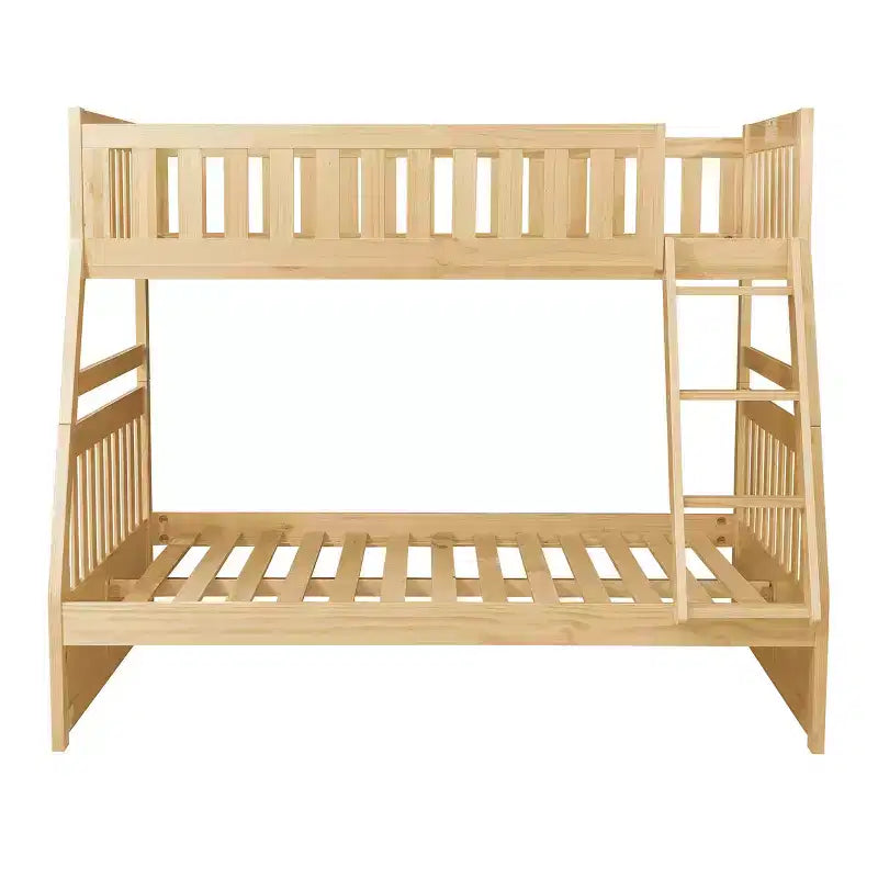 GDFStudio Carter Letto a castello moderno in legno con letto a due piazze, scaletta e sponde di protezione