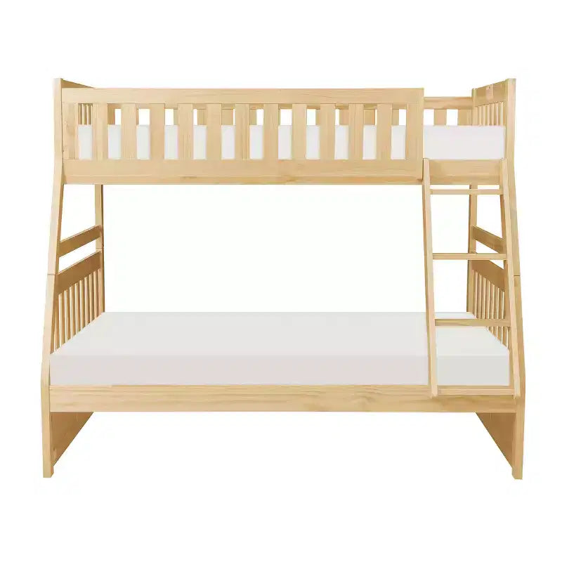 GDFStudio Carter Letto a castello moderno in legno con letto a due piazze, scaletta e sponde di protezione
