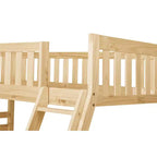 GDFStudio Carter Letto a castello moderno in legno con letto a due piazze, scaletta e sponde di protezione