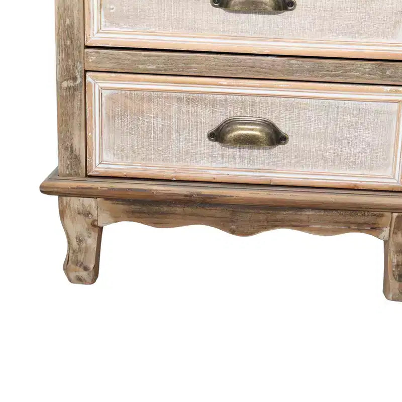 GDFStudio Mobile Contenitore Rustico Brimley in Legno Massello con Anta Decorativa Intagliata e 2 Cassetti
