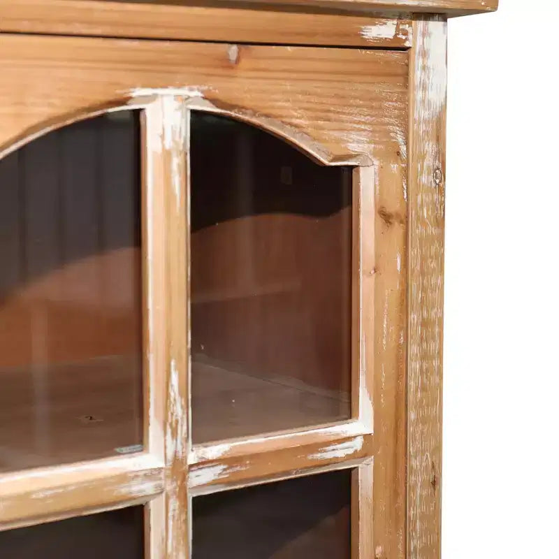 GDFStudio Mobile Contenitore Rustico Brimley in Legno Massello con Anta Decorativa Intagliata e 2 Cassetti