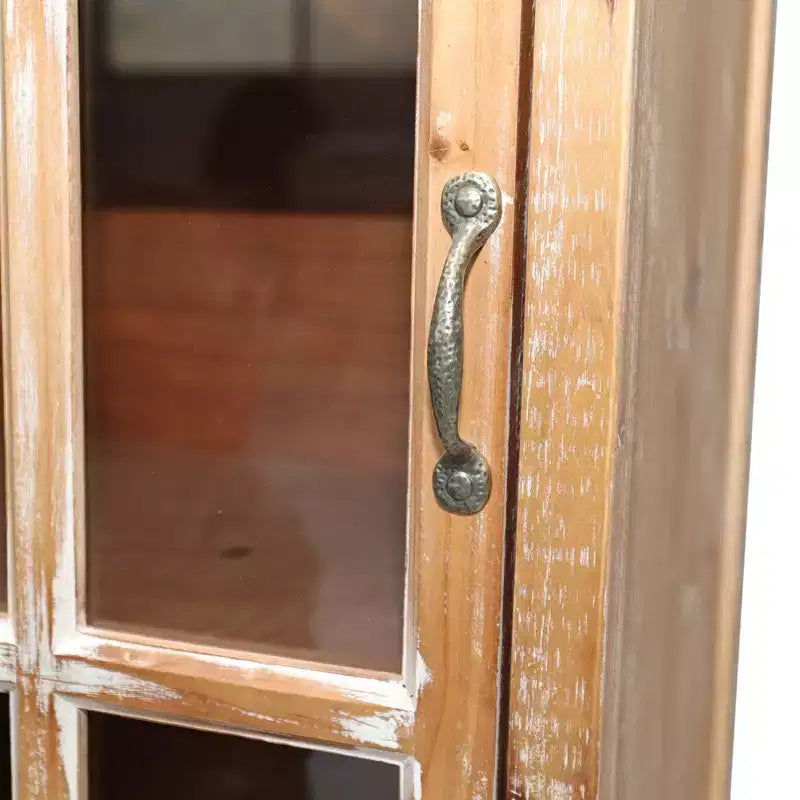 GDFStudio Mobile Contenitore Rustico Brimley in Legno Massello con Anta Decorativa Intagliata e 2 Cassetti