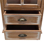 GDFStudio Mobile Contenitore Rustico Brimley in Legno Massello con Anta Decorativa Intagliata e 2 Cassetti