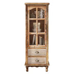GDFStudio Mobile Contenitore Rustico Brimley in Legno Massello con Anta Decorativa Intagliata e 2 Cassetti