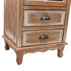 GDFStudio Mobile Contenitore Rustico Brimley in Legno Massello con Anta Decorativa Intagliata e 2 Cassetti