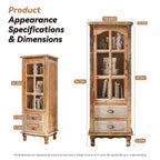 GDFStudio Mobile Contenitore Rustico Brimley in Legno Massello con Anta Decorativa Intagliata e 2 Cassetti