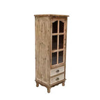 GDFStudio Mobile Contenitore Rustico Brimley in Legno Massello con Anta Decorativa Intagliata e 2 Cassetti