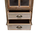 GDFStudio Mobile Contenitore Rustico Brimley in Legno Massello con Anta Decorativa Intagliata e 2 Cassetti