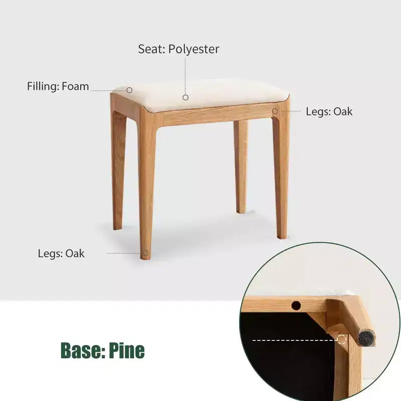 GDFStudio Sgabello per Toeletta Ernest Moderno in Legno Massiccio e Rivestito
