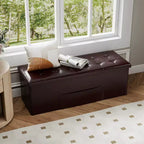 Panca Contenitore Pieghevole Costway 43 pollici con tasca laterale Baule Marrone/Grigio/Grigio Scuro/Nero/Bianco